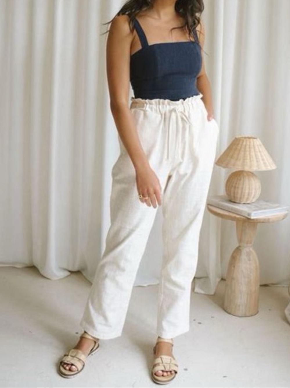Harly Jae Natural Hemp Paper Bag High Waist Pants Size S/M